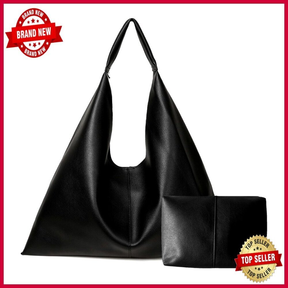 Large Vegan Leather Tote Bag, Oversized Hobo Work Bag, Magnetic Closure